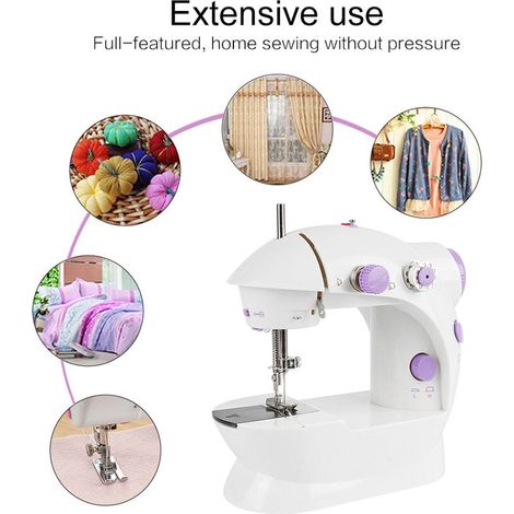 Mini máquina de coser para principiantes, máquina de coser portátil de dos velocidades, kit de costura para el hogar, viajes (1/5)