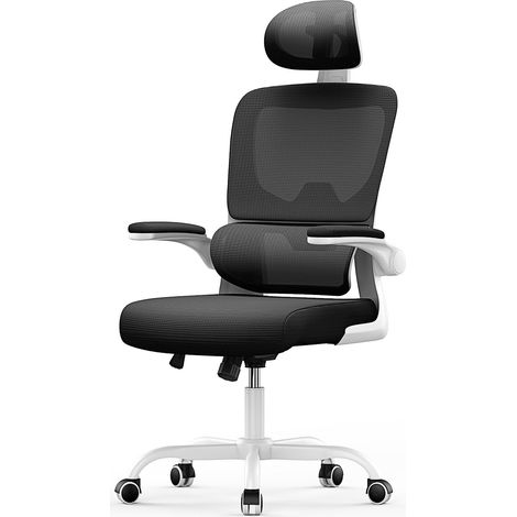 Ergonomic Office Chair Executive Swivel Computer Chair with Headrest Lumbar Support Max Load 150kg Black/White (1/5)
