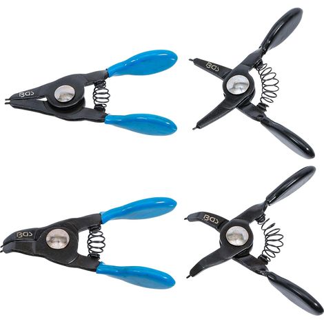 Bgs Technic – Jeu de 4 pinces circlips 80 mm – Droites et coudées – Pour petits circlips intérieurs/extérieurs – Ouverture max 36 mm