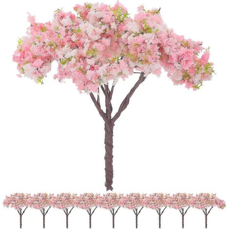 10 arbres artificiels miniatures, réalistes et de haute qualité, compatibles avec d'autres plantes, comprenant des arbres à fleurs miniatures et des plantes en pot d'excellente qualité. (1/5)