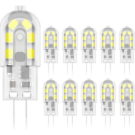G4 2W LED Bulb, 20W Halogen Equivalent, Cool White 6000k, 200Lm, 12x SMD, 12V AC/DC - Pack of 10 [Energy Class A+] (1/5)