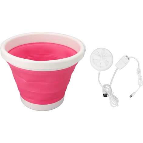 Nettoyeur ultrasonique portable 5L, seau pliable USB, machine à laver pour sous-vêtements et chaussettes de bébé, rose-AquaForge (1/5)