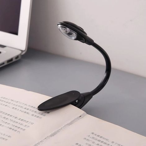 pcs Mini Flexible Clip-On Lumineux Livre Lumière Ordinateur Portable Blanc LED Livre Liseuse Lampe Lecture Clip Lumière Portable Led Mini Lampe Noir (1/5)