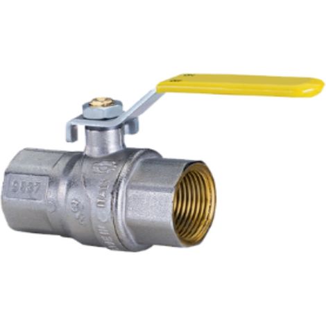 VALVOLA PER GAS A SFERA DRITTA - RACCORDO F3/4xF3/4 - CON LEVA GIALLA