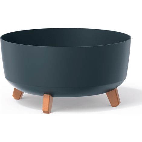 Pot de fleurs bas 21,5L avec pieds amovibles et insert 390 mm, anthracite (1/6)