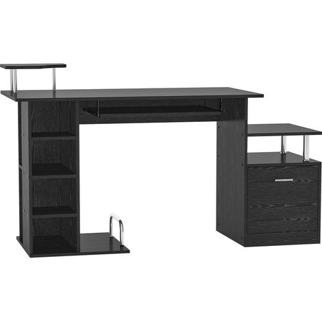 Bureau d'Ordinateur avec Bibliothèque 152 x 60 x 88cm Noir
4 Compartiments,Table Informatique, Bureau avec Rangement (1/5)