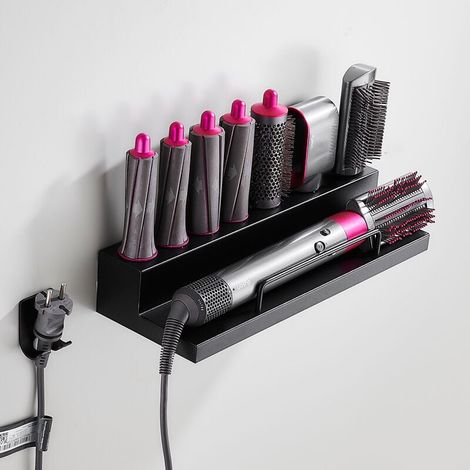 Support mural pour sèche-cheveux Dyson Airwrap Styler fer à boucler et 7 accessoires, kit de rangement mural en acier inoxydable 3813.87CM (1/4)