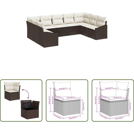 vidaXL Modulares Sofa - Gartensofa-set mit Speicher 9 pcs Braun und Creme Poly-Rattan (1/5)