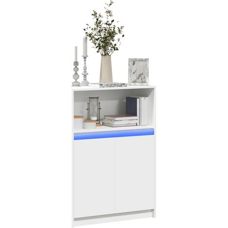 Sideboard mit LED Weiß 72x34x100 cm Holzwerkstoff