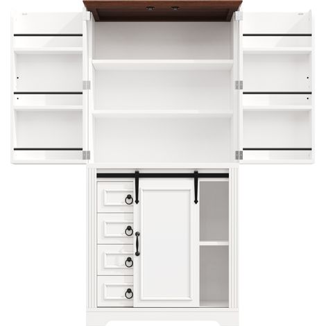 Armario alto de cocina blanco de MDF, 4 cajones y cierre suave (1/5)