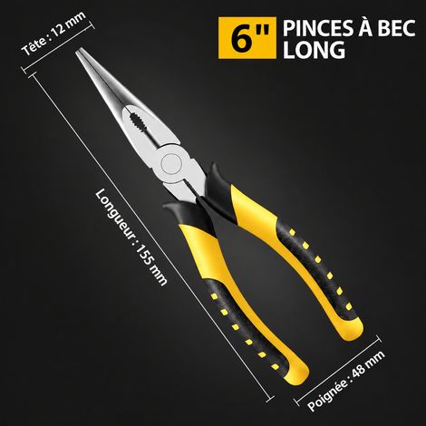 Pince à bec long 6 pouces 156 mm pour électricien 6 156 160 g – Livraison gratuite