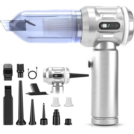 GBLY Aspiradora de Mano Inalámbrica 17000PA 4 en 1 Motor Sin Cepillo 3 Niveles Portátil Plata Para Pelo Animal Auto Hogar
