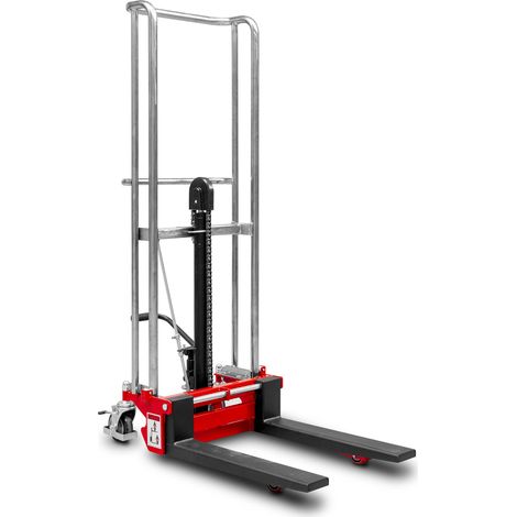 Mw Tools – Gerbeur manuel 400 kg – Hauteur de levage 1500 mm – Largeur de fourche réglable 215-500 mm – Commande hydraulique au pied – MHT400