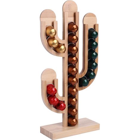 Porte-capsules en forme de cactus, distributeur de dosettes à café, rangement mural ou posable, parfait pour bureau et maison, coffret de 6 pièces. (1/5)