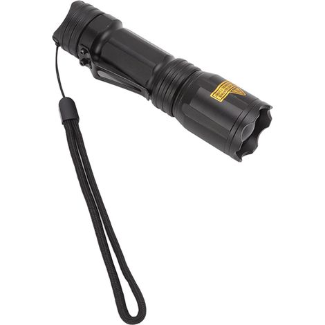 Lampe torche LED avec lumière blanche, bleue, verte et rouge étanche et zoomable idéale pour le camping, la randonnée, la pêche et la chasse. (1/5)