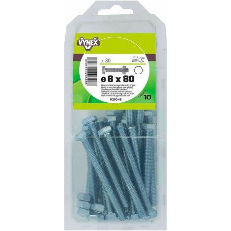 Boulon tête hexagonale acier zingué Ø 8 x L 80 mm - Paquet de 30 - Maxiburo (1/2)