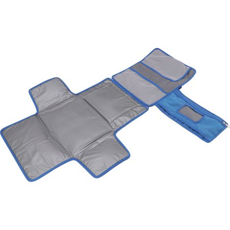 Matelas à langer pour bébé avec sac à langer et poignée, pliable et amovible, bleu (1/5)
