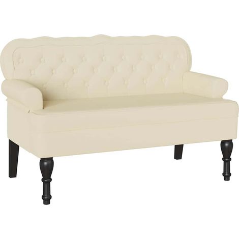 Panca Chesterfield Crema 119,5 x 64,5 x 75 cm Pelle Sintetica vidaXL (1/5)