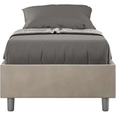Letto singolo senza rete imbottito 80x190 microfibra sabbia Azelia (1/4)