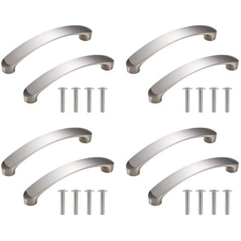 Poignées de porte d'armoire de cuisine en aluminium (96 mm), 8 pièces, poignées de tiroir argentées pour meubles de salon avec vis (1/4)