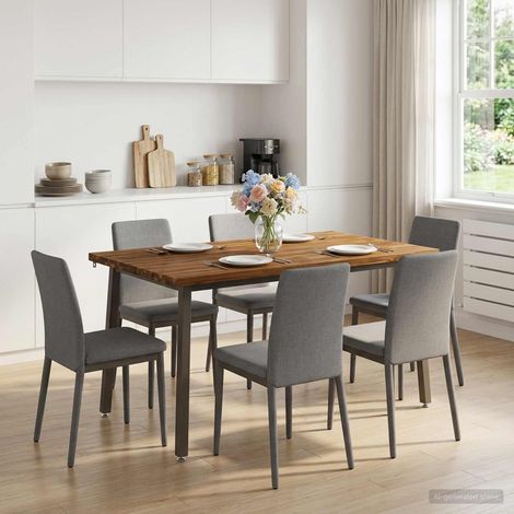 vidaXL 140 x 80 x 75 cm Madera de Acacia Sólida Natural y Café (1/4)