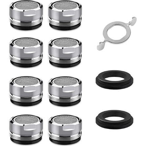 8 Pièces Mousseur Robinet M24, Economiseur d'eau pour Robinet, Aérateur Robinet avec Filtre en Acier Inoxydable et Joints pour Robinets de Cuisine et de Salle de Bains (1/5)