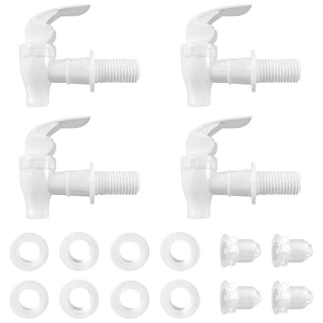 Lntyq 4er-Pack Universal-Getränkespender-Wasserhahn, wiederverwendbarer Ersatz-Ausguss, Spenderhähne aus Kunststoff für Heiß- und Kaltwassergärung, Bier, Flascheneimer, weiß (1/5)