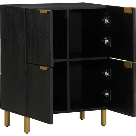 Buffet Meuble de rangement noir 60x33x75 cm bois d'ingénierie (1/5)