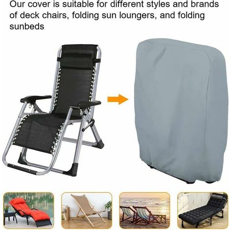 Housse de Protection pour Chaise Longue Pliante, Housse Transat Jardin Anti-poussière, Imperméable, Anti-UV, Housse Relax Jardin 210D Oxford pour Fauteuil Relax, W71×H110cm (Gris) (1/5)