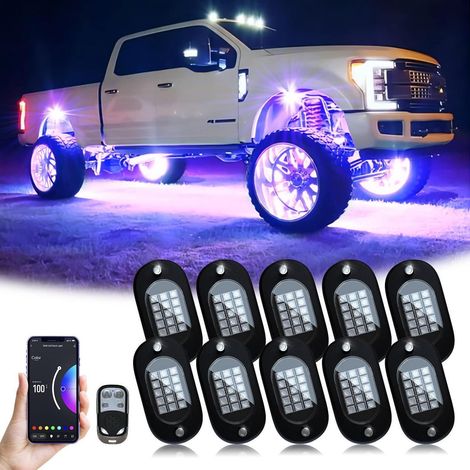 RGB LED Rock Lights 10er Set mit App-Steuerung & Musikmodus (1/5)