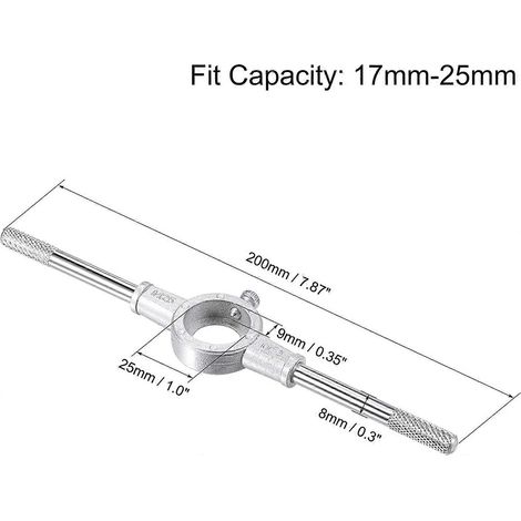 Jeu de clés à molette pour filières rondes, porte-filière 25 mm (1") + filières M6x1, M7x1, M8x1, M8x1, M10x1, M10x1,25, M10x1,5, M12x1,25, M12x1,5, M12x1,75 (1/3)