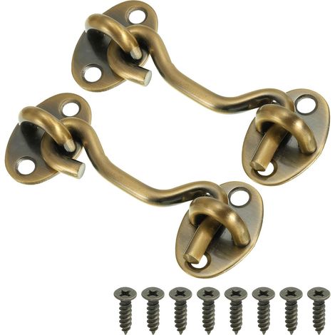 3 pouce Crochet Œil Loquet, 2 Paquet Carbone Acier Confidentialité Crochet et Œil Loquet Portail Loquet Verrouillage pour Fenêtre Coulissante Porte Grange Porte, Bronze (1/5)