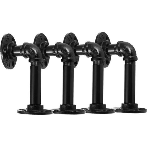 4PCS Support Étagère Mural 15 X 8 cm Rétro en Métal Équerre de Tuyau Industriel Bride De Plancher Shelf Brackets pour Déco Salon/Chambre/Salle d'étude (1/5)