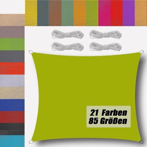 Toile d'ombrage 2x2m pour Patio Imperméable 185g/㎡ Tissu HDPE Voile d'ombrage ajourée pour Patio Jardin terrasse extérieur Camping Jaune-Vert Rectangulaire (1/4)