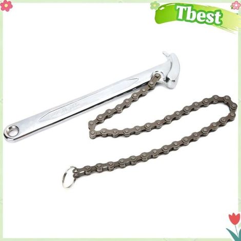Clé à chaîne réversible, clé à tuyau en acier de 9 pouces facile à utiliser pour les filtres à et les raccords de tuyauterie (1/4)