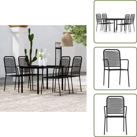 Sillas de jardín - vidaXL Juego de comedor de jardín 5 piezas negro - Comedor exterior