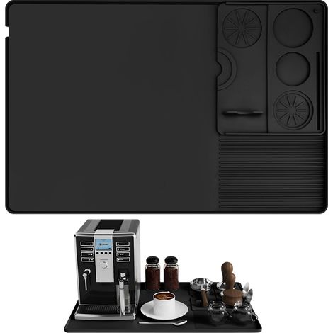 Tapis de café en silicone avec tapis de tamponnage amovible, 60 x 40 cm, séchage anti-déversement, accessoires de comptoir de cuisine, de bar, convient sous une machine à café ou une machine à (1/5)