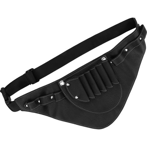 Sacoche ceinture en cuir PU pour ciseaux, 2 couches, étui portable à langer, pochettes à outils de coiffure (1/5)