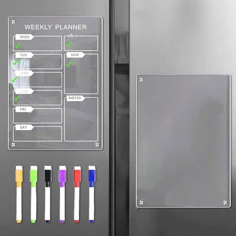2 Pièces Tableau Frigo Magnétique A4,Planning Frigo Magnetique, pour la Liste des Choses à Faire et L'agenda Quotidien,avec 6 (1/5)