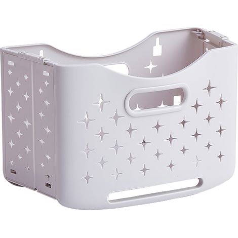 Panier à linge pliable et portable, rangement pour vêtements, blanc ivoire, panier simple (1/5)