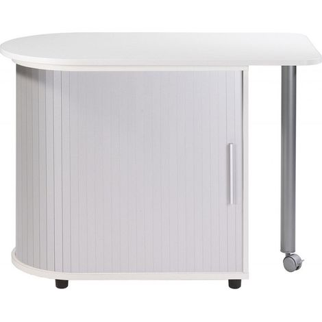 Bureau avec plateau pivotant et rangement blanc et gris Kool 105cm (1/3)