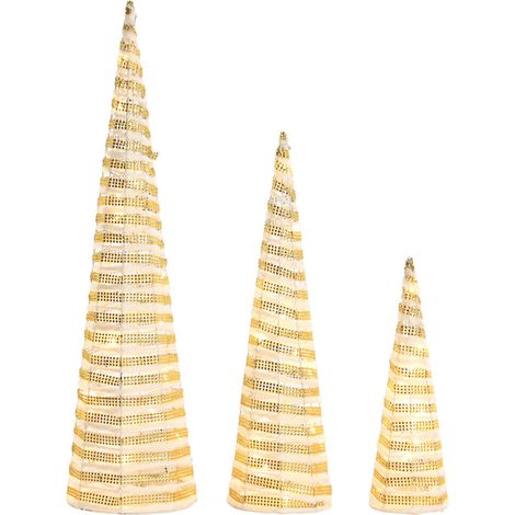 Cono Set 3 Led Ratan 20X20X80 Blanco (1/4)