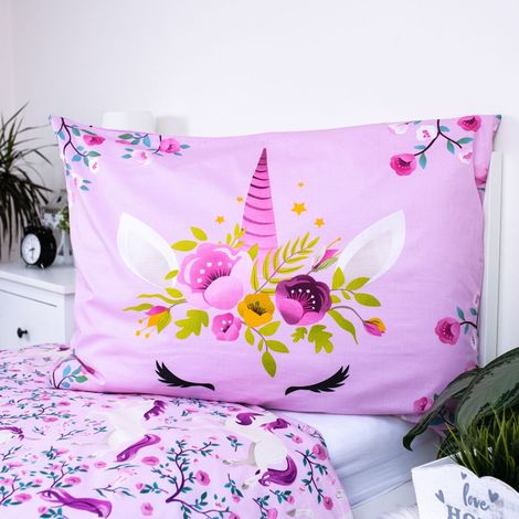 EINHORN-KINDERBETTUNGSSET 140 X 200 cm Baumwollbettwäsche (1/5)
