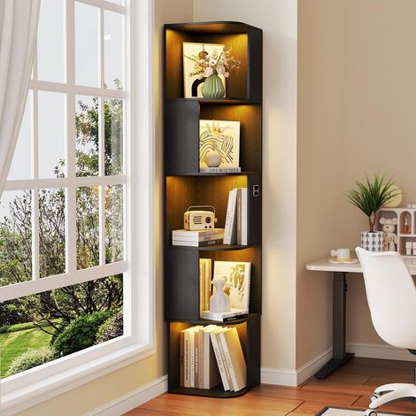 Étagère d'angle 5 niveaux avec éclairage LED intelligent et capteur de mouvement (1/5)