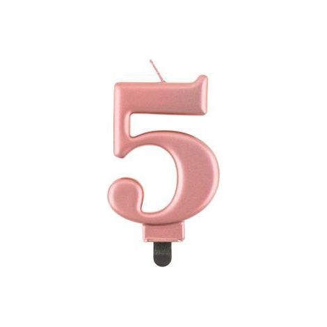 Candela numero 5, oro rosa metallizzato, 8 cm (1/2)