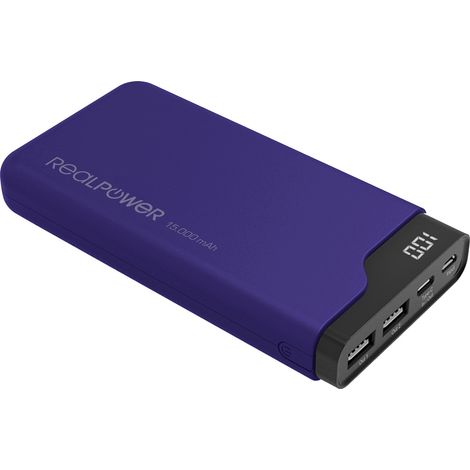 RealPower PB-15000C Powerbank 15000 mAh Li-Ion USB, USB-C® Navy-Blau (1/5)