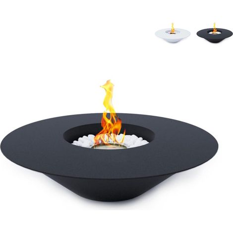 Divina Fire – Cheminée bioéthanol Santorini diamètre 60 cm – Brûleur inox 430SS TUV – Surface chauffée jusqu'à 30 m² – Installation au sol