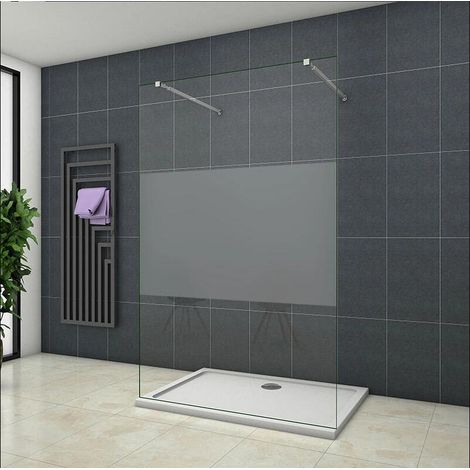 Mamparas ducha Panel Pantalla Fija Vidrio laminado de film seguirdad a pureba de explosiciones 8mm 77x200cm-Dos Barras de Fijación 73-120cm (1/5)