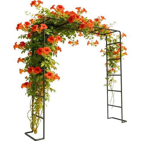 Relaxdays Rosenbogen, Metall, HxBxT: 220 x 200 x 38 cm, Torbogen Garten, stabiler Rankbogen für Kletterpflanzen, schwarz