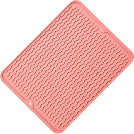 Napperon de table en caoutchouc isolant, antidérapant, imperméable, résistant à la chaleur, tapis de séchage de vaisselle pour cuisine, rose (1/5)